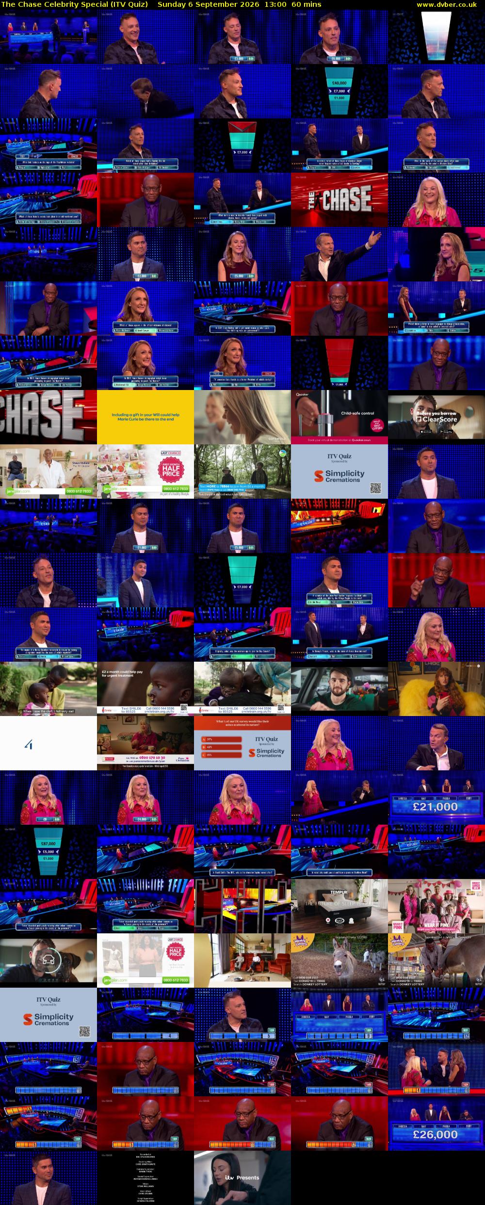 The Chase Celebrity Special (ITV Quiz) Sunday 6 September 2026 13:00 - 14:00