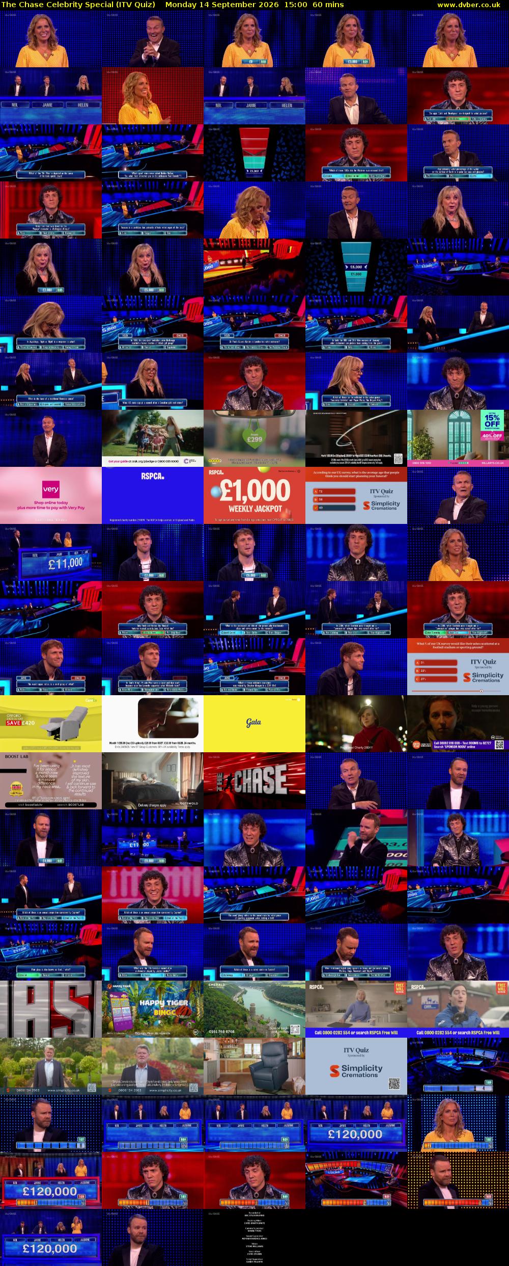 The Chase Celebrity Special (ITV Quiz) Monday 14 September 2026 15:00 - 16:00
