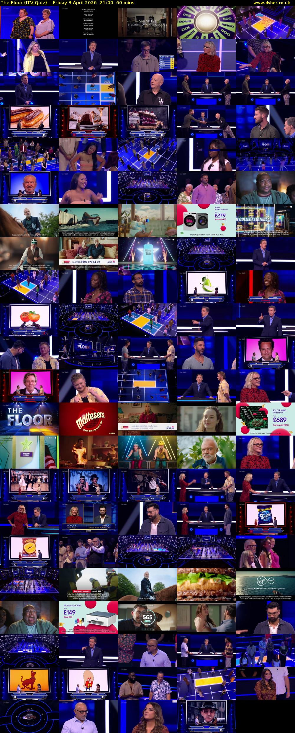 The Floor (ITV Quiz) Friday 3 April 2026 21:00 - 22:00