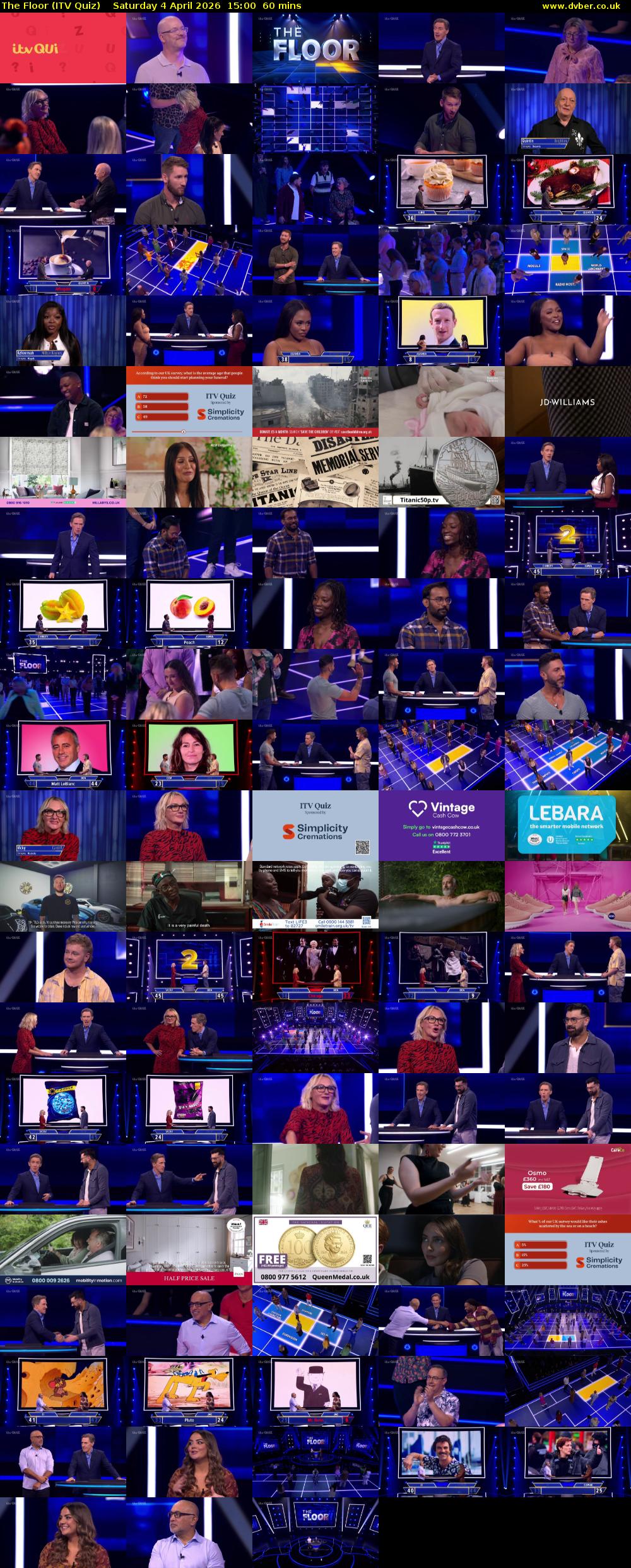 The Floor (ITV Quiz) Saturday 4 April 2026 15:00 - 16:00