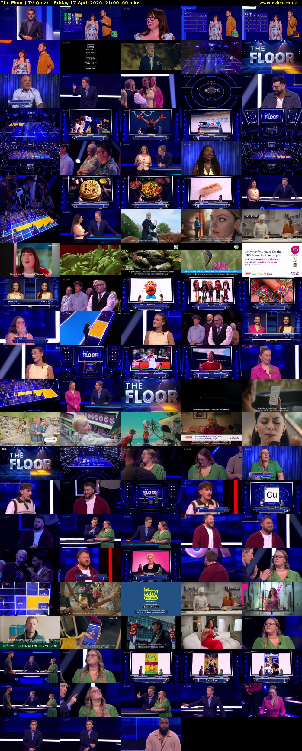 The Floor (ITV Quiz) Friday 17 April 2026 21:00 - 22:00