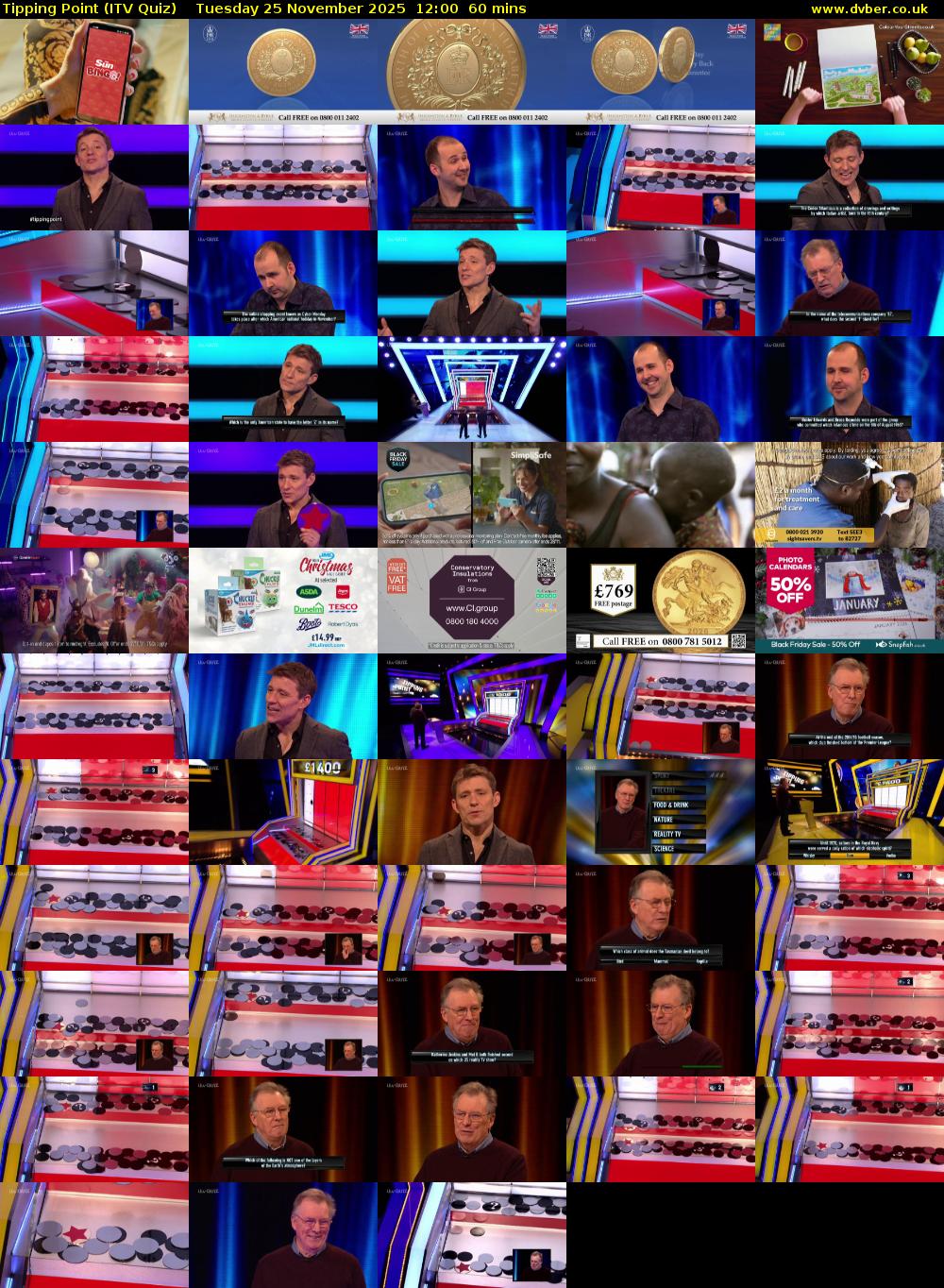 Tipping Point (ITV Quiz) Tuesday 25 November 2025 12:00 - 13:00