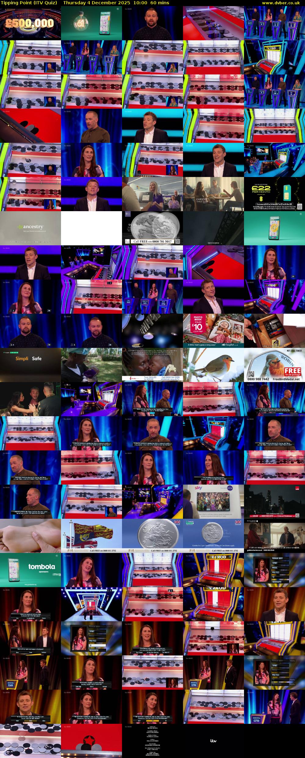 Tipping Point (ITV Quiz) Thursday 4 December 2025 10:00 - 11:00