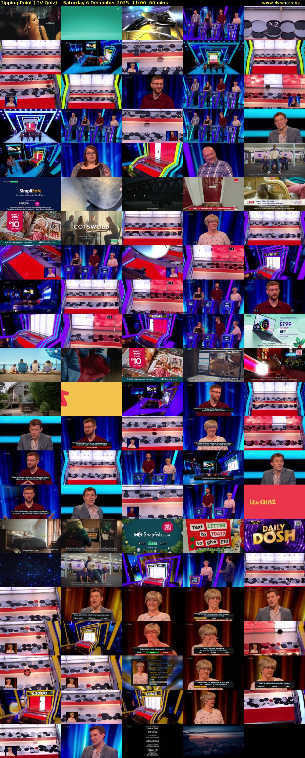 Tipping Point (ITV Quiz) Saturday 6 December 2025 11:00 - 12:00