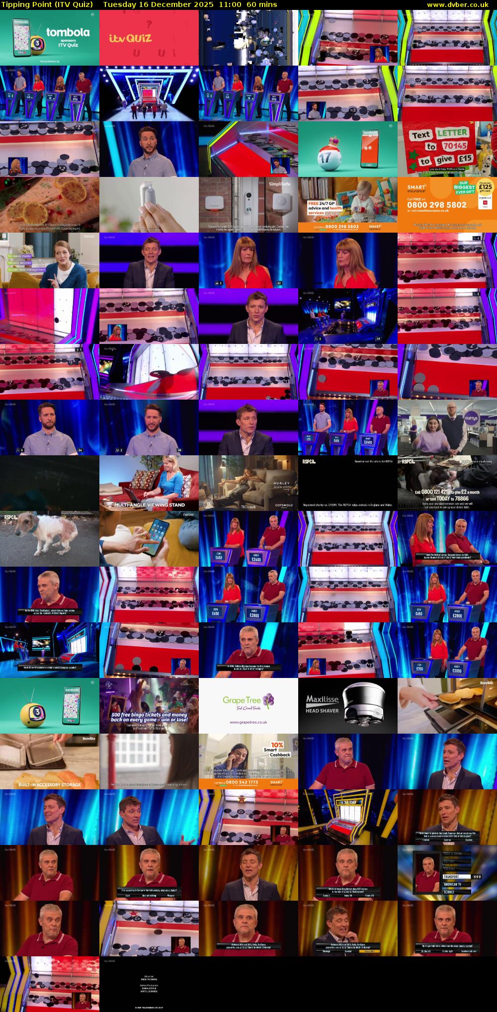 Tipping Point (ITV Quiz) Tuesday 16 December 2025 11:00 - 12:00
