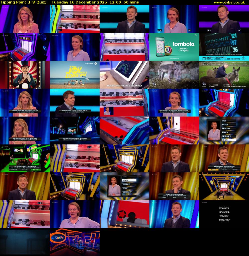 Tipping Point (ITV Quiz) Tuesday 16 December 2025 12:00 - 13:00