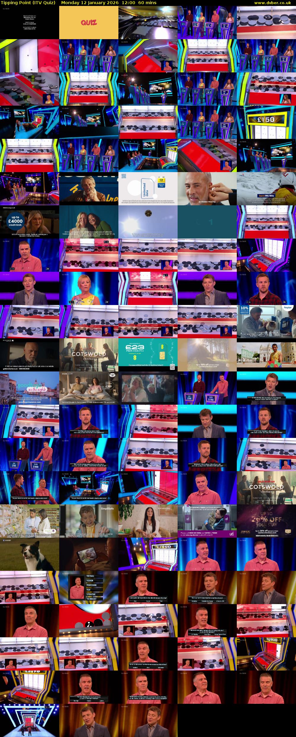 Tipping Point (ITV Quiz) Monday 12 January 2026 12:00 - 13:00