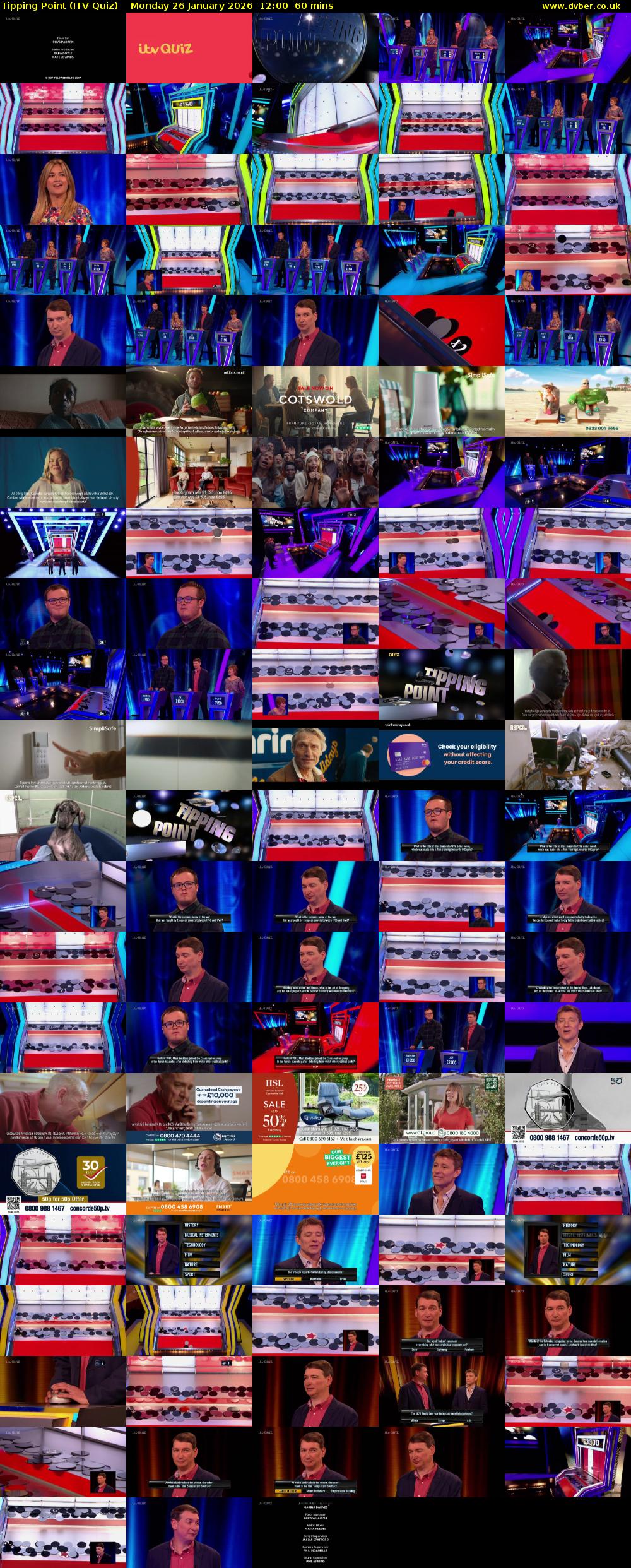 Tipping Point (ITV Quiz) Monday 26 January 2026 12:00 - 13:00
