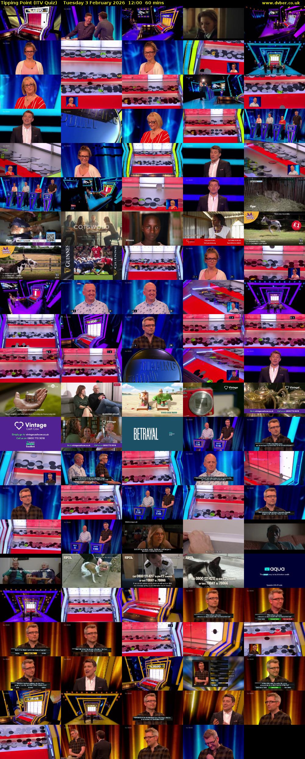 Tipping Point (ITV Quiz) Tuesday 3 February 2026 12:00 - 13:00