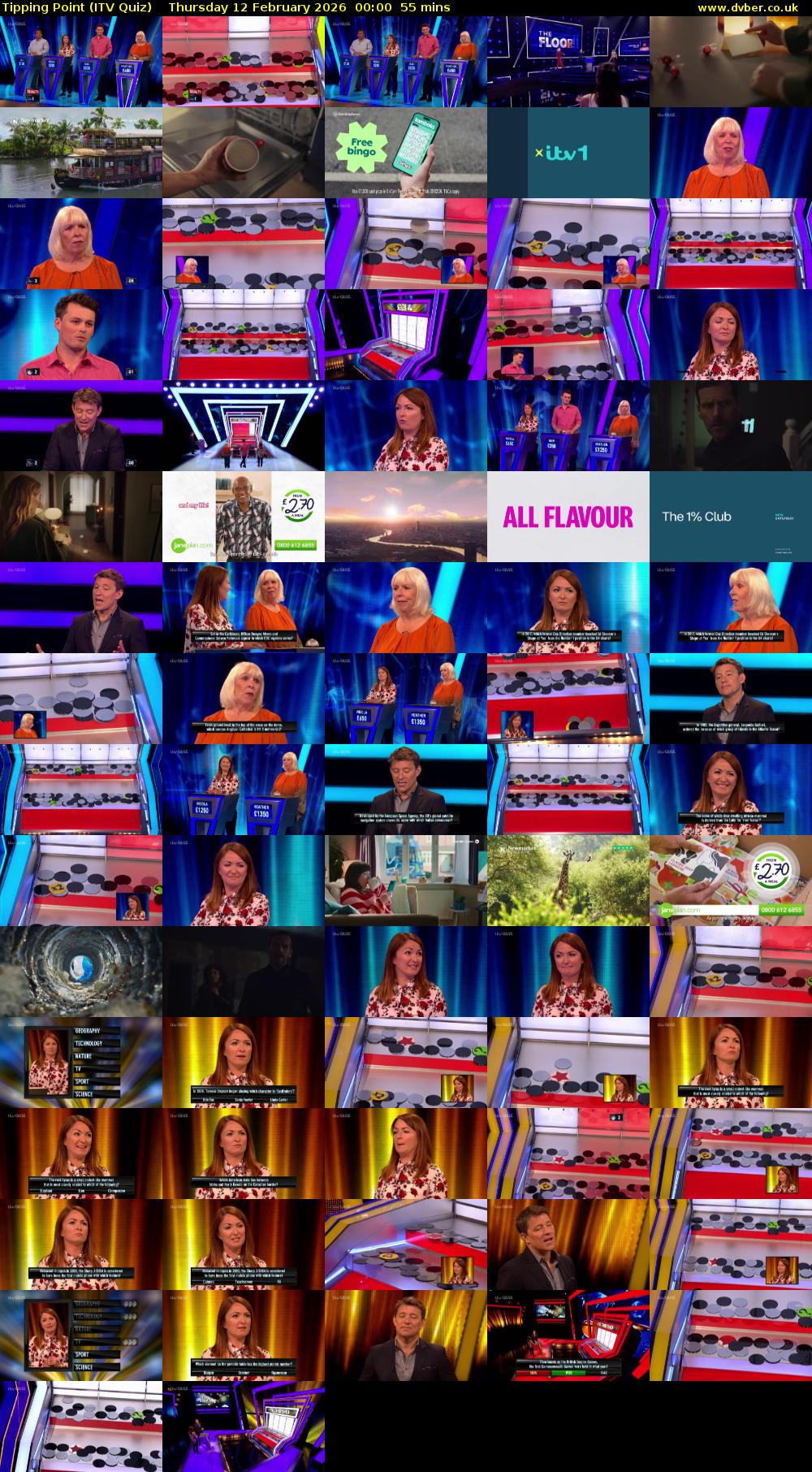 Tipping Point (ITV Quiz) Thursday 12 February 2026 00:00 - 00:55