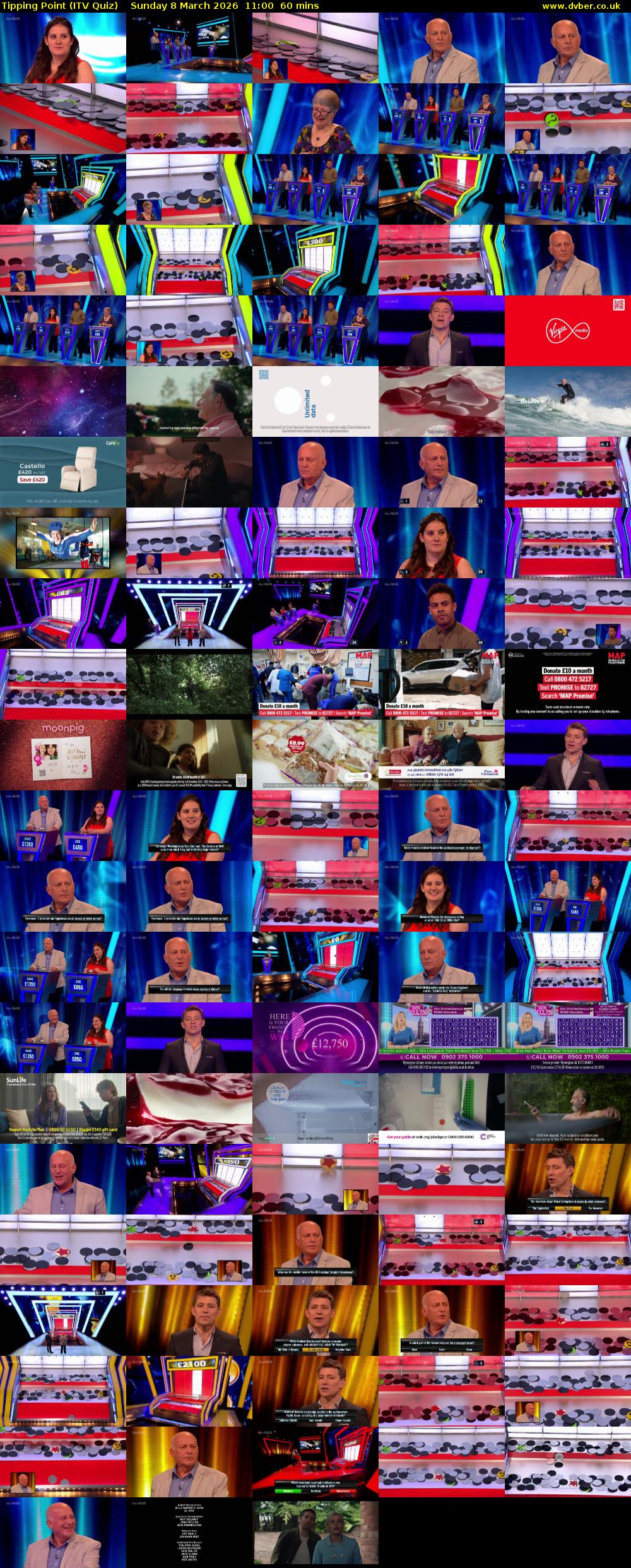 Tipping Point (ITV Quiz) Sunday 8 March 2026 11:00 - 12:00