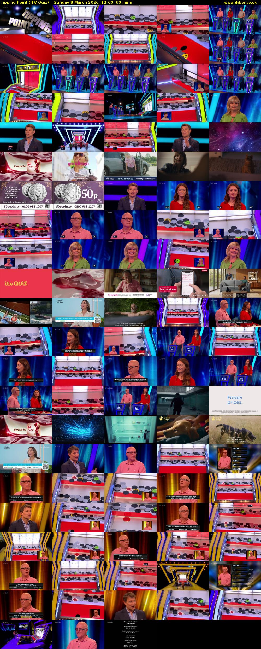 Tipping Point (ITV Quiz) Sunday 8 March 2026 12:00 - 13:00