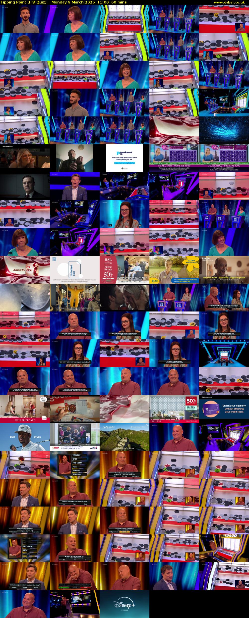 Tipping Point (ITV Quiz) Monday 9 March 2026 11:00 - 12:00