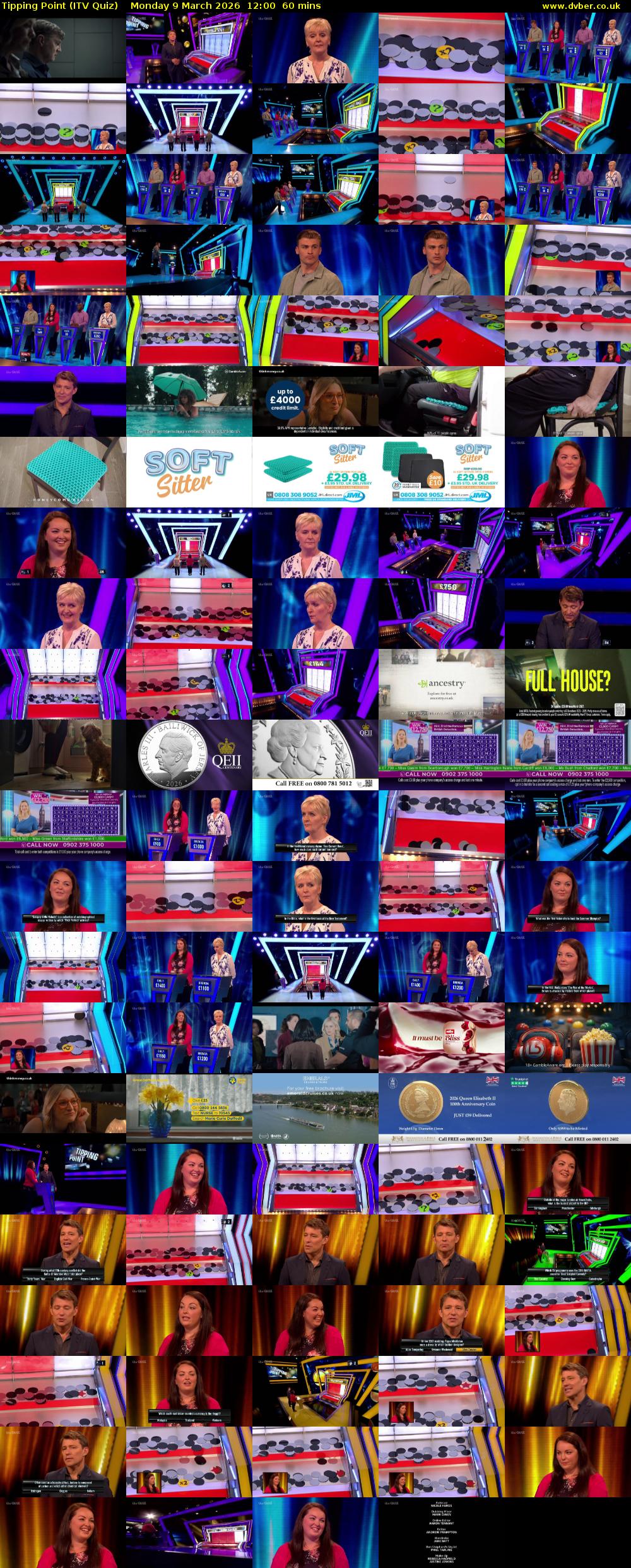 Tipping Point (ITV Quiz) Monday 9 March 2026 12:00 - 13:00