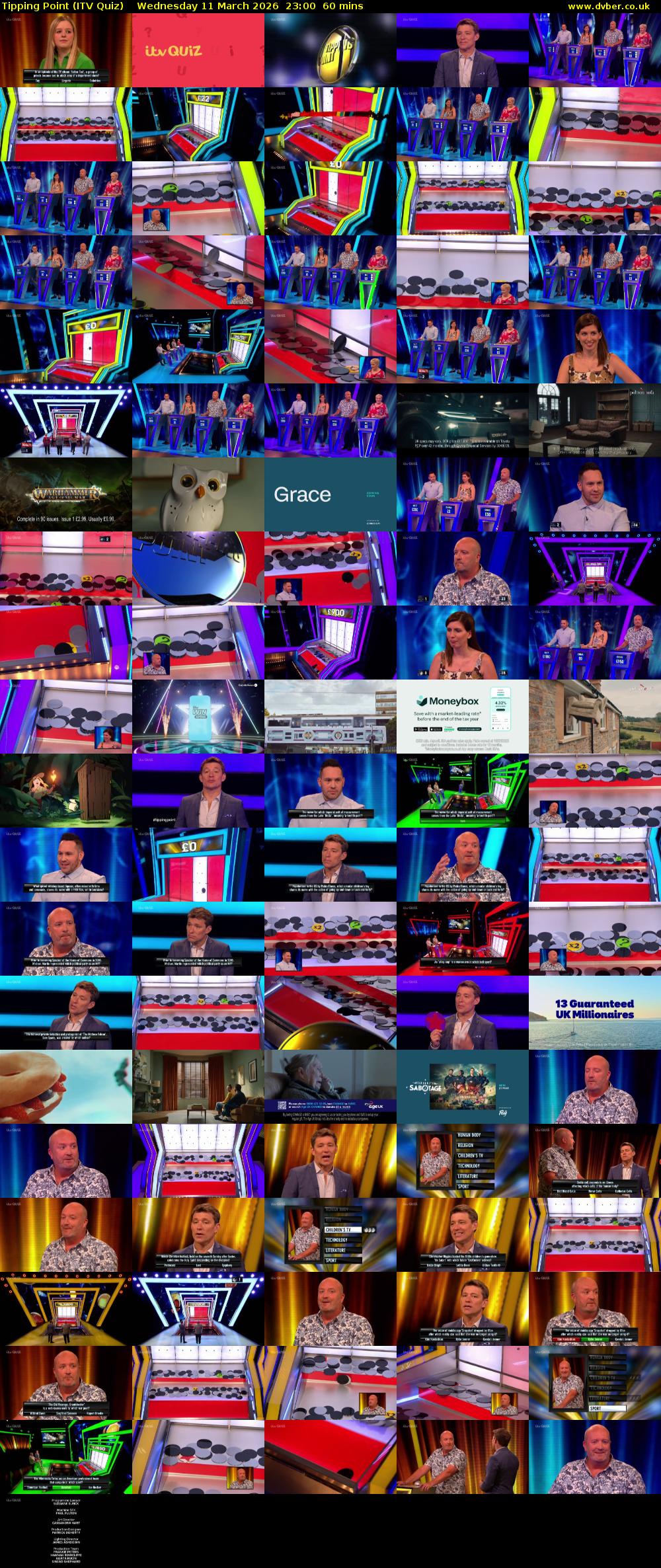 Tipping Point (ITV Quiz) Wednesday 11 March 2026 23:00 - 00:00