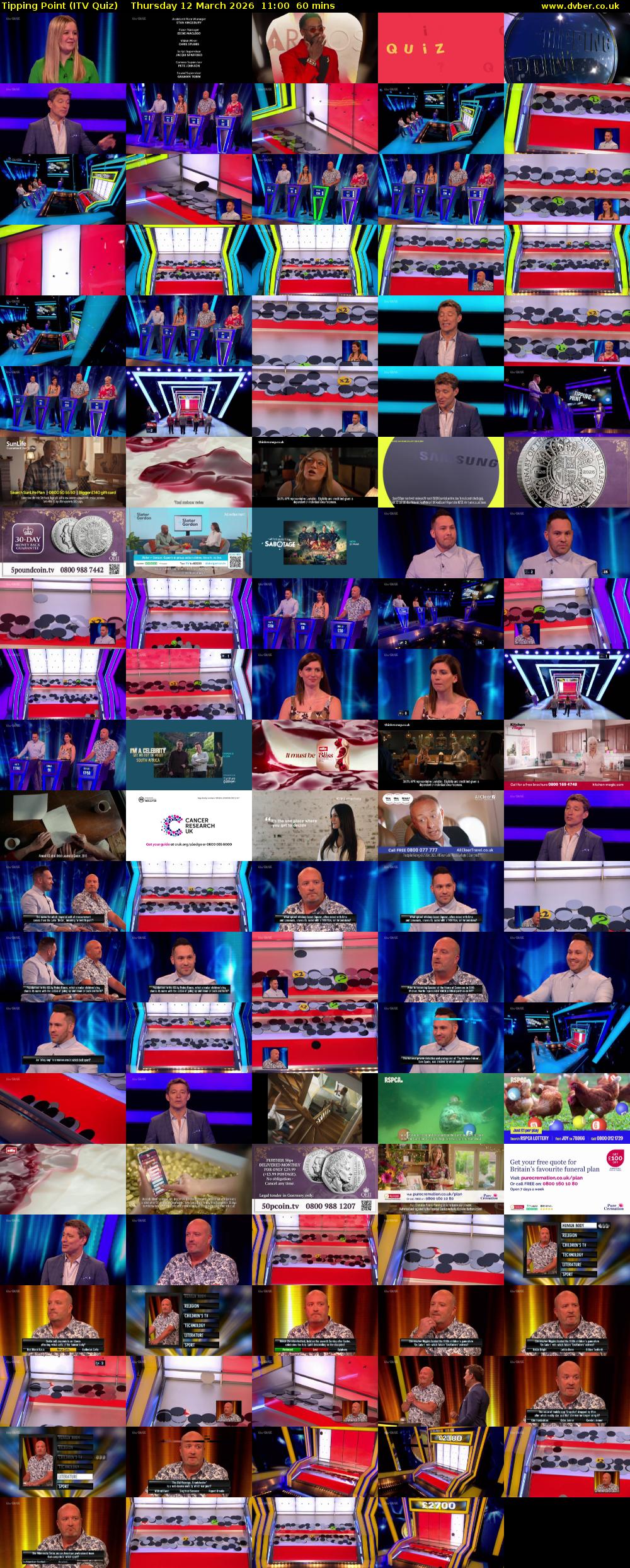 Tipping Point (ITV Quiz) Thursday 12 March 2026 11:00 - 12:00