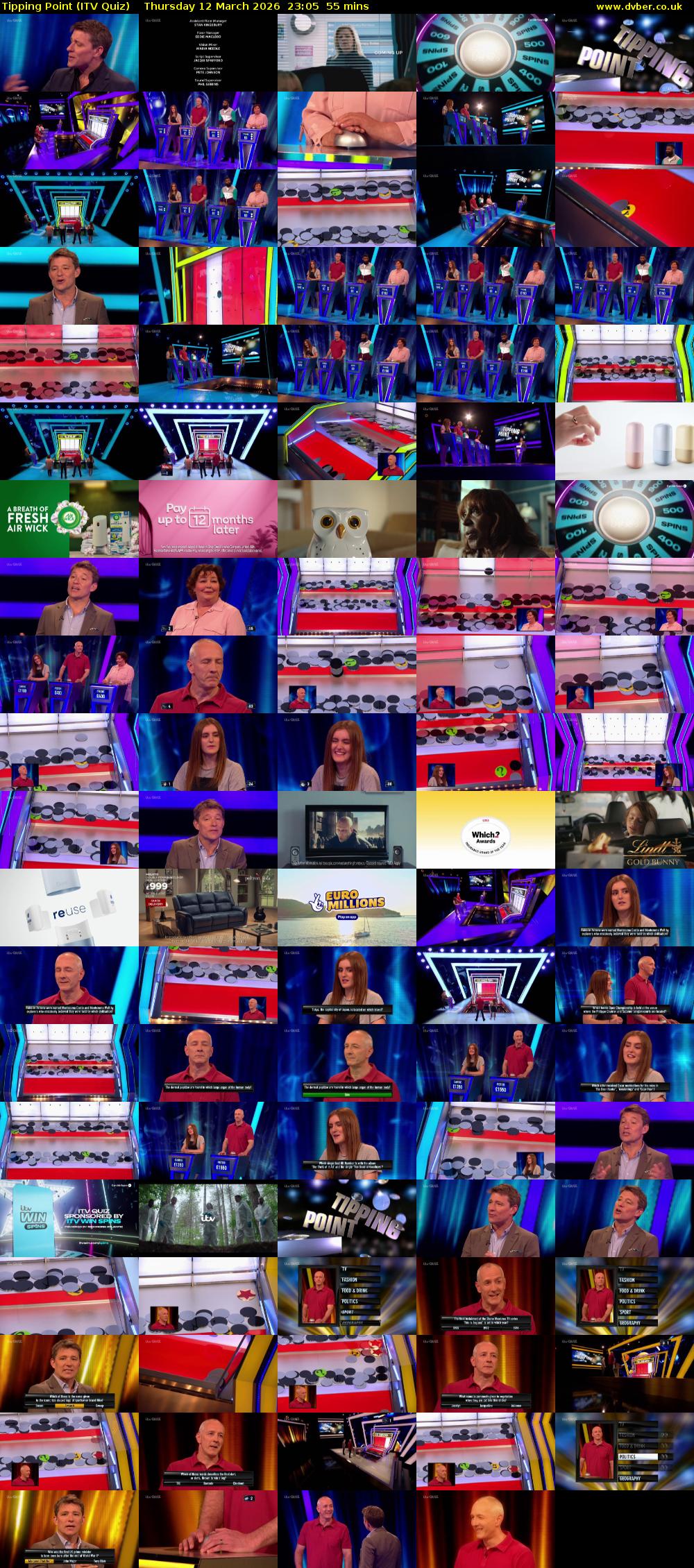 Tipping Point (ITV Quiz) Thursday 12 March 2026 23:05 - 00:00