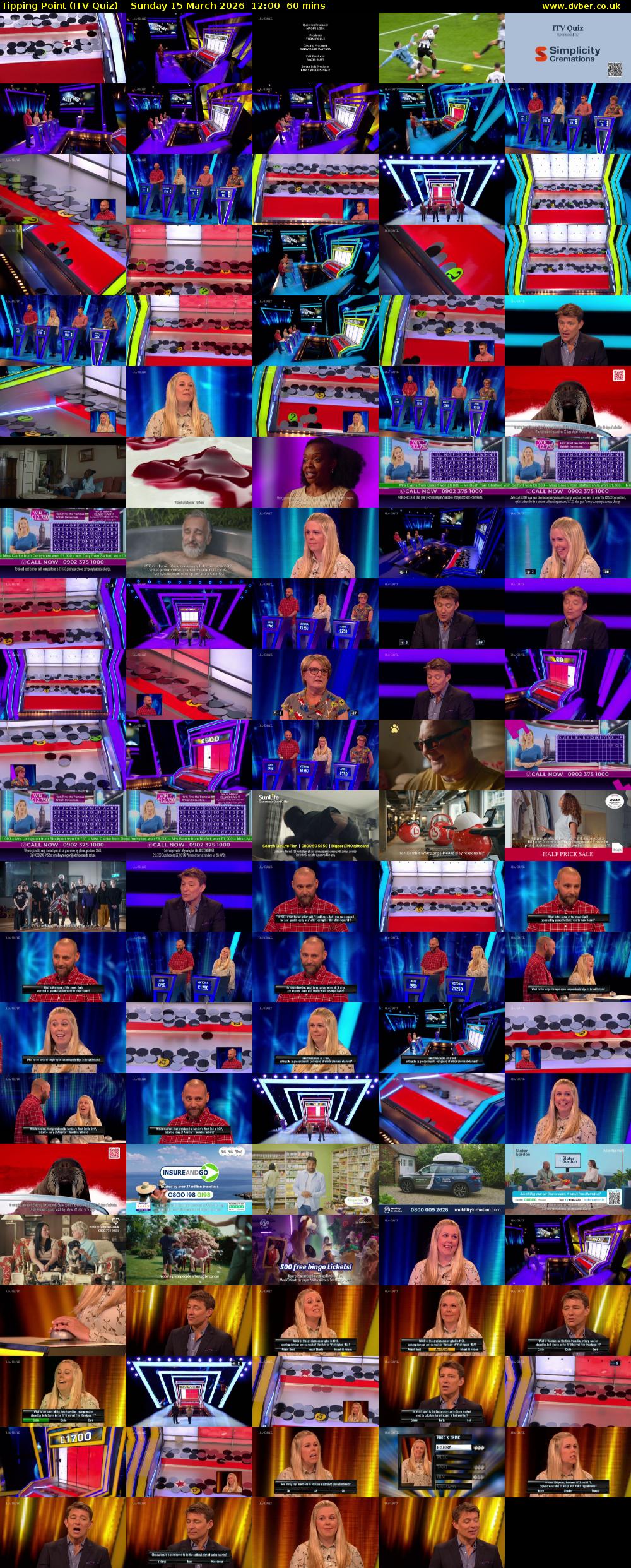 Tipping Point (ITV Quiz) Sunday 15 March 2026 12:00 - 13:00