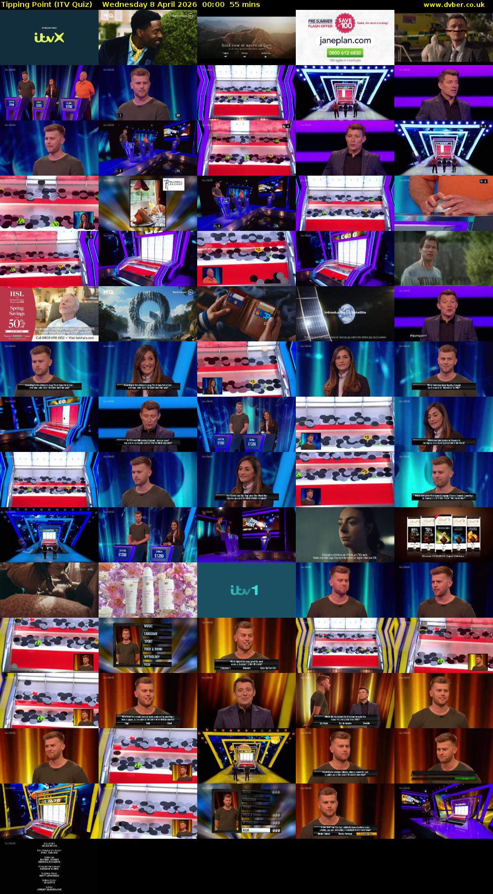 Tipping Point (ITV Quiz) Wednesday 8 April 2026 00:00 - 00:55