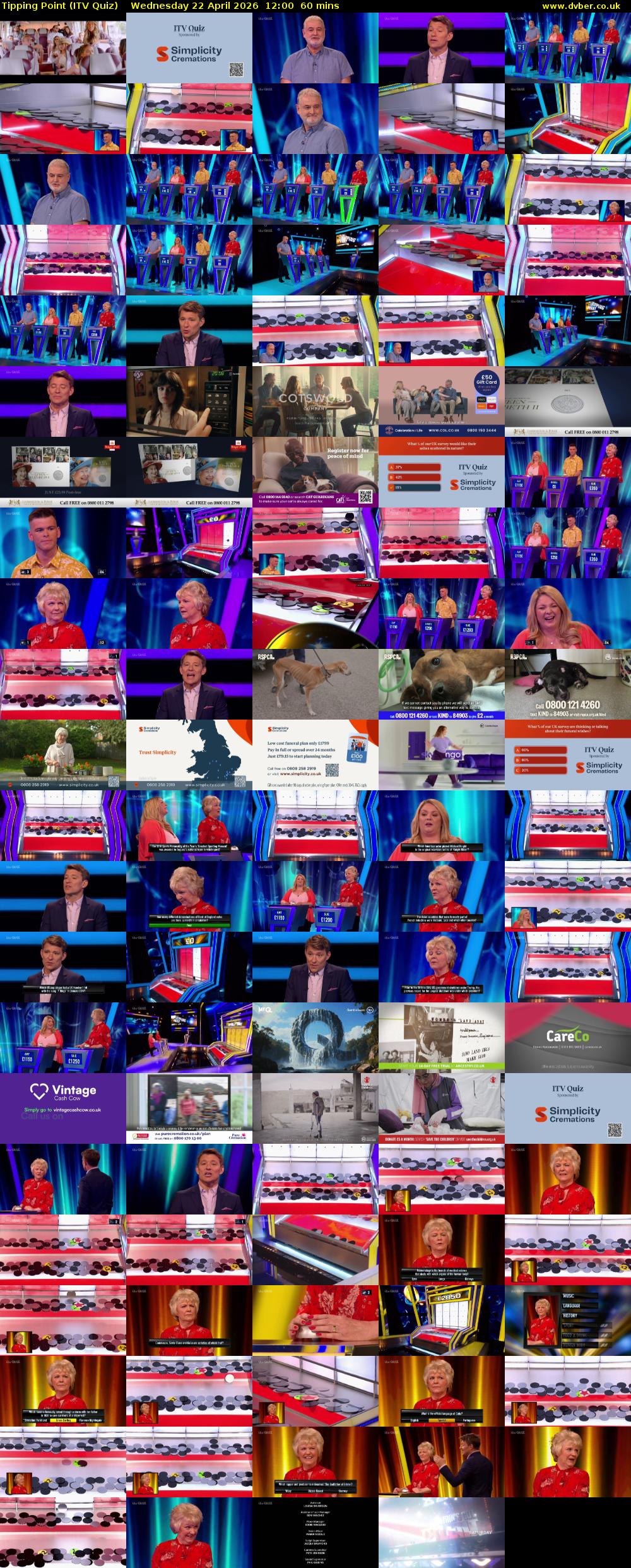 Tipping Point (ITV Quiz) Wednesday 22 April 2026 12:00 - 13:00