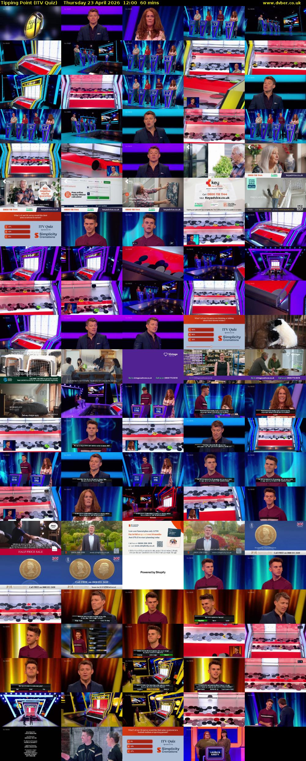 Tipping Point (ITV Quiz) Thursday 23 April 2026 12:00 - 13:00