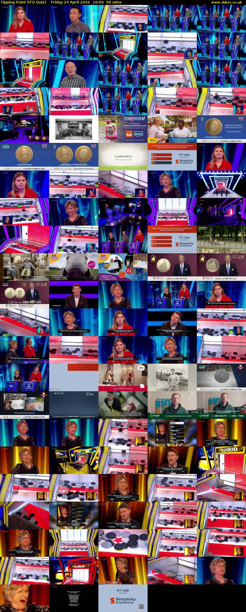 Tipping Point (ITV Quiz) Friday 24 April 2026 10:00 - 11:00