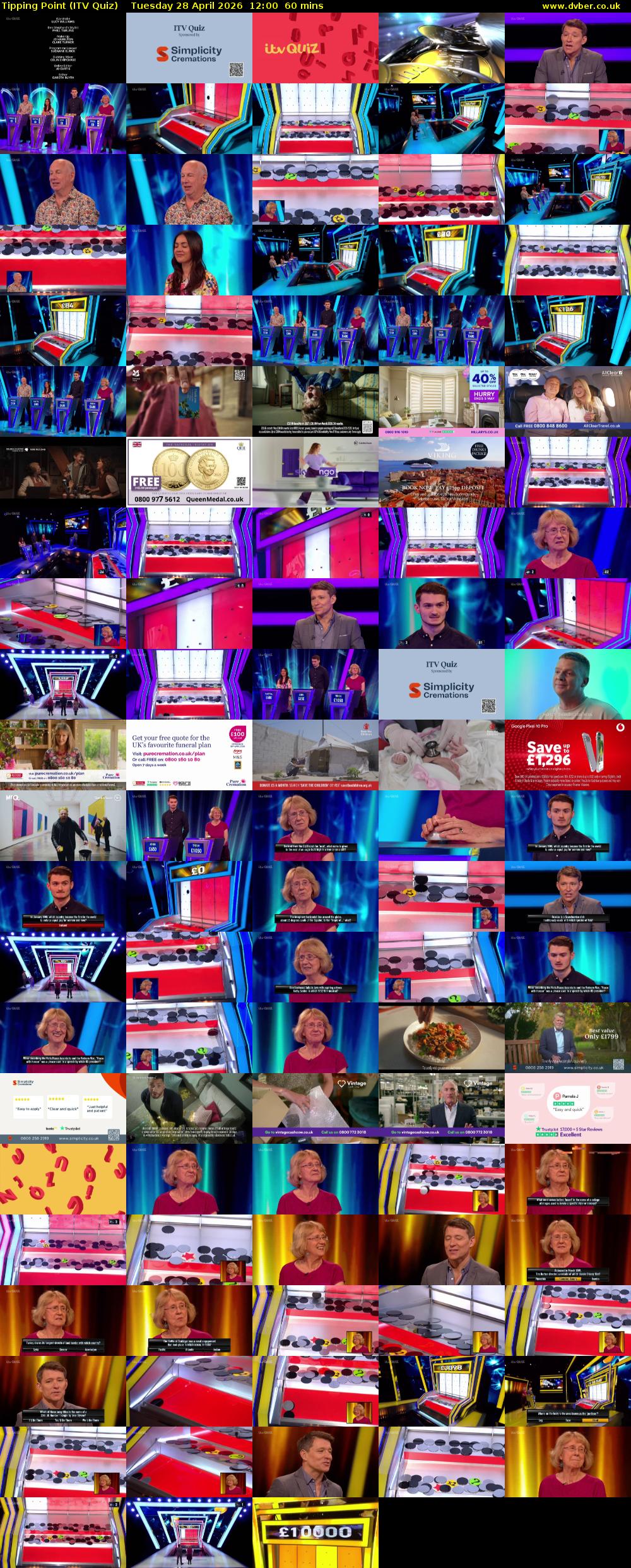 Tipping Point (ITV Quiz) Tuesday 28 April 2026 12:00 - 13:00