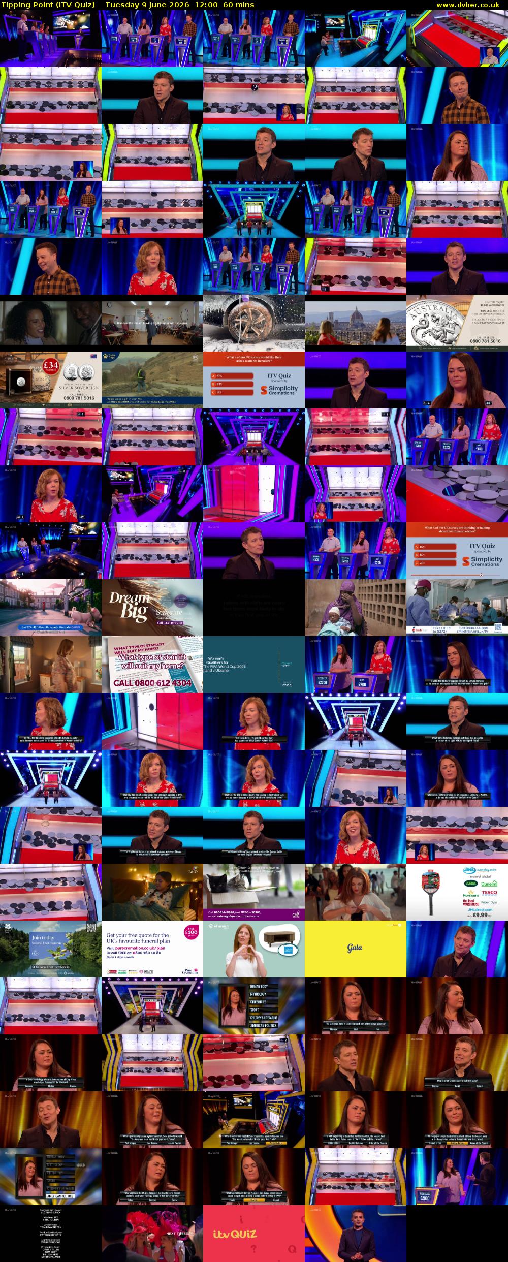 Tipping Point (ITV Quiz) Tuesday 9 June 2026 12:00 - 13:00