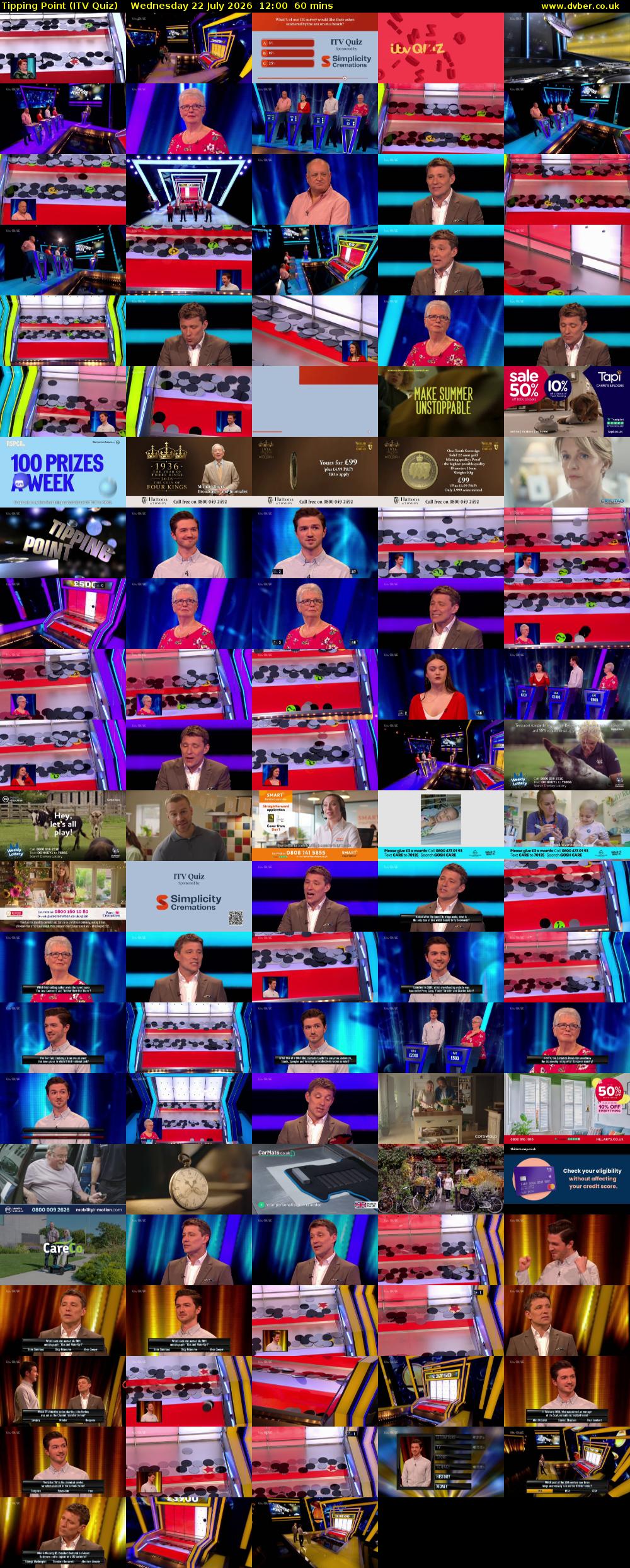 Tipping Point (ITV Quiz) Wednesday 22 July 2026 12:00 - 13:00