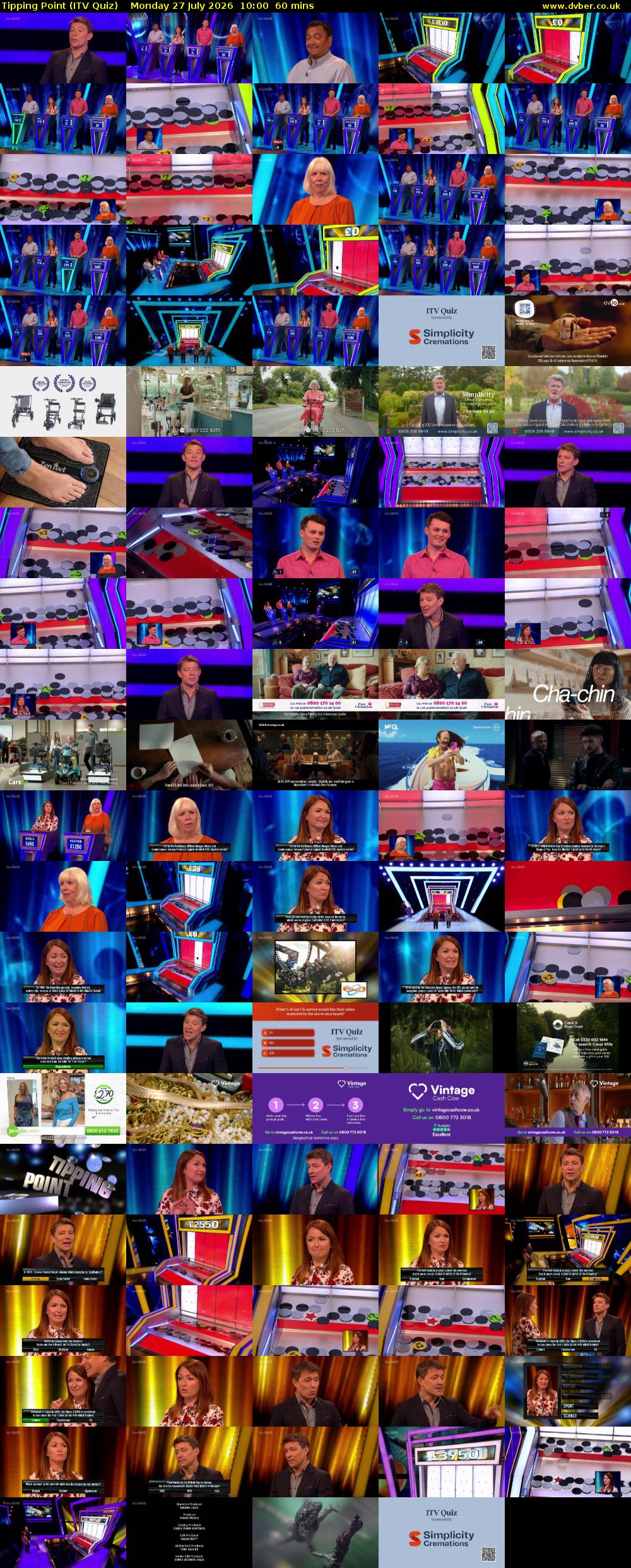 Tipping Point (ITV Quiz) Monday 27 July 2026 10:00 - 11:00