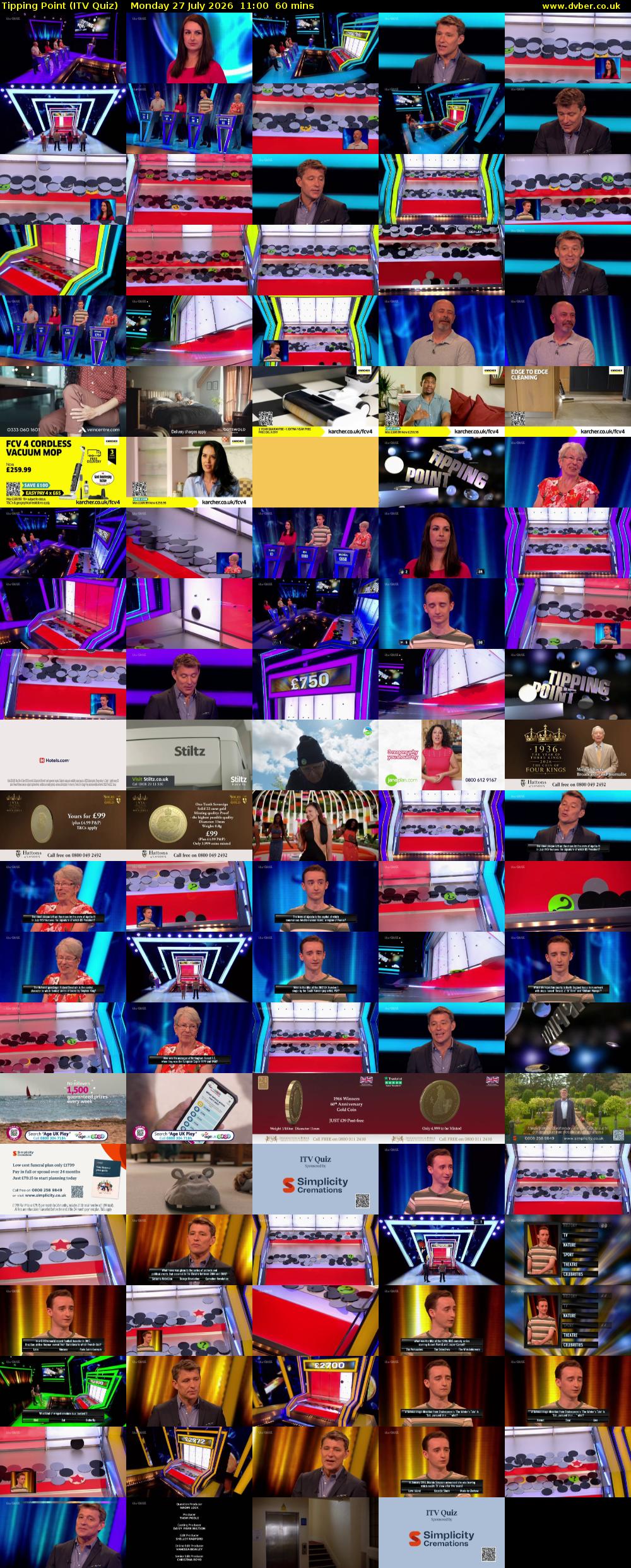 Tipping Point (ITV Quiz) Monday 27 July 2026 11:00 - 12:00