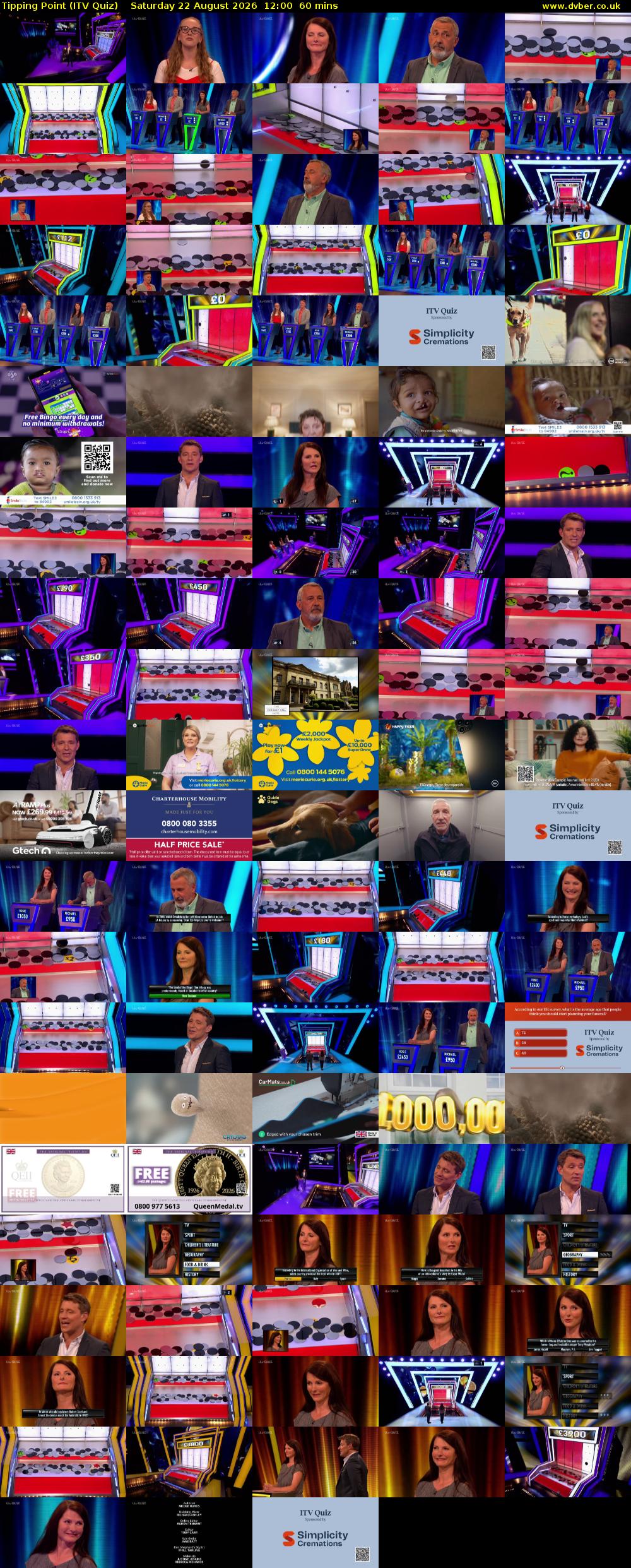 Tipping Point (ITV Quiz) Saturday 22 August 2026 12:00 - 13:00