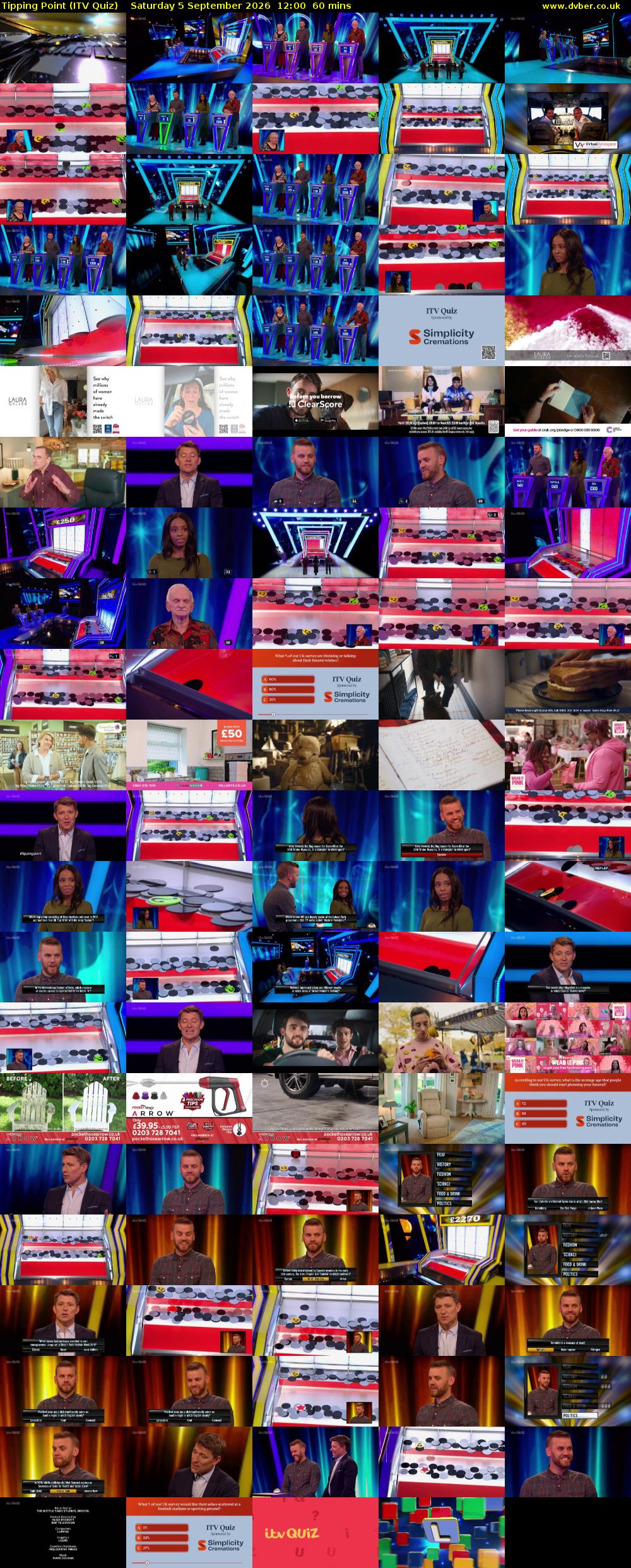 Tipping Point (ITV Quiz) Saturday 5 September 2026 12:00 - 13:00