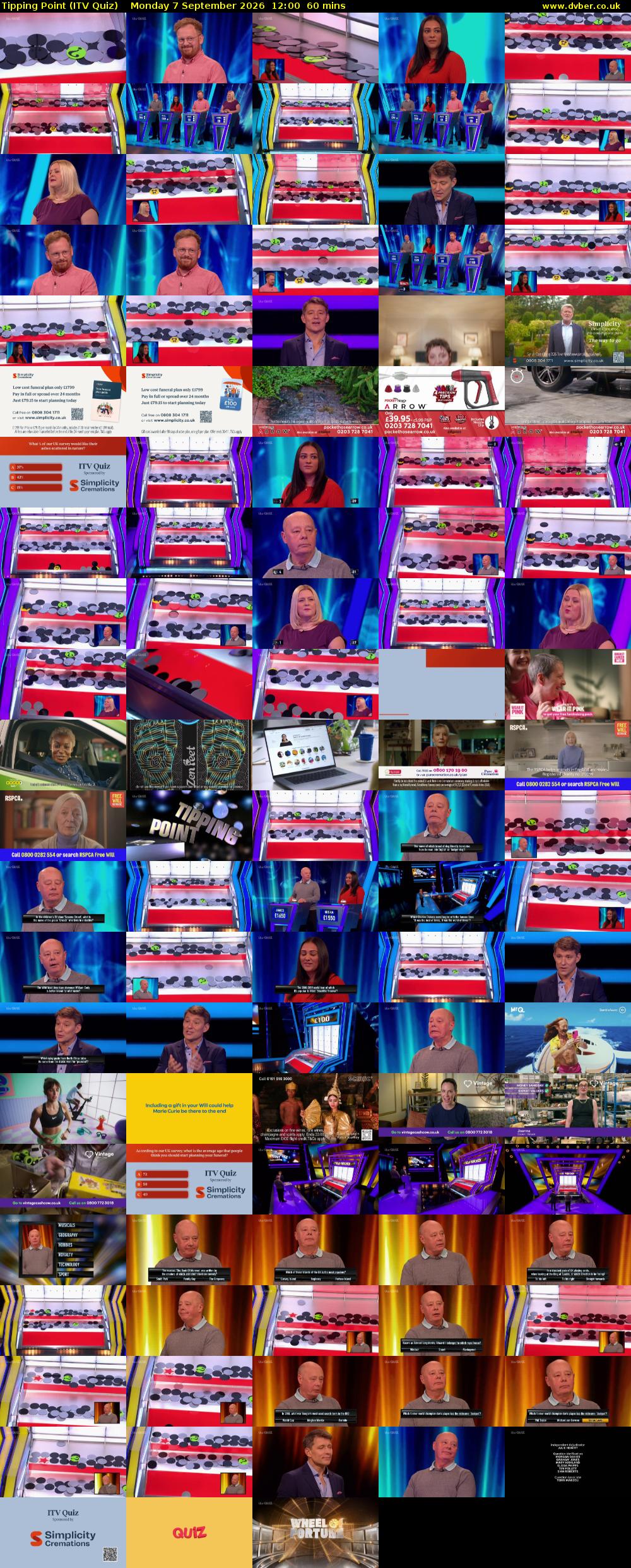 Tipping Point (ITV Quiz) Monday 7 September 2026 12:00 - 13:00