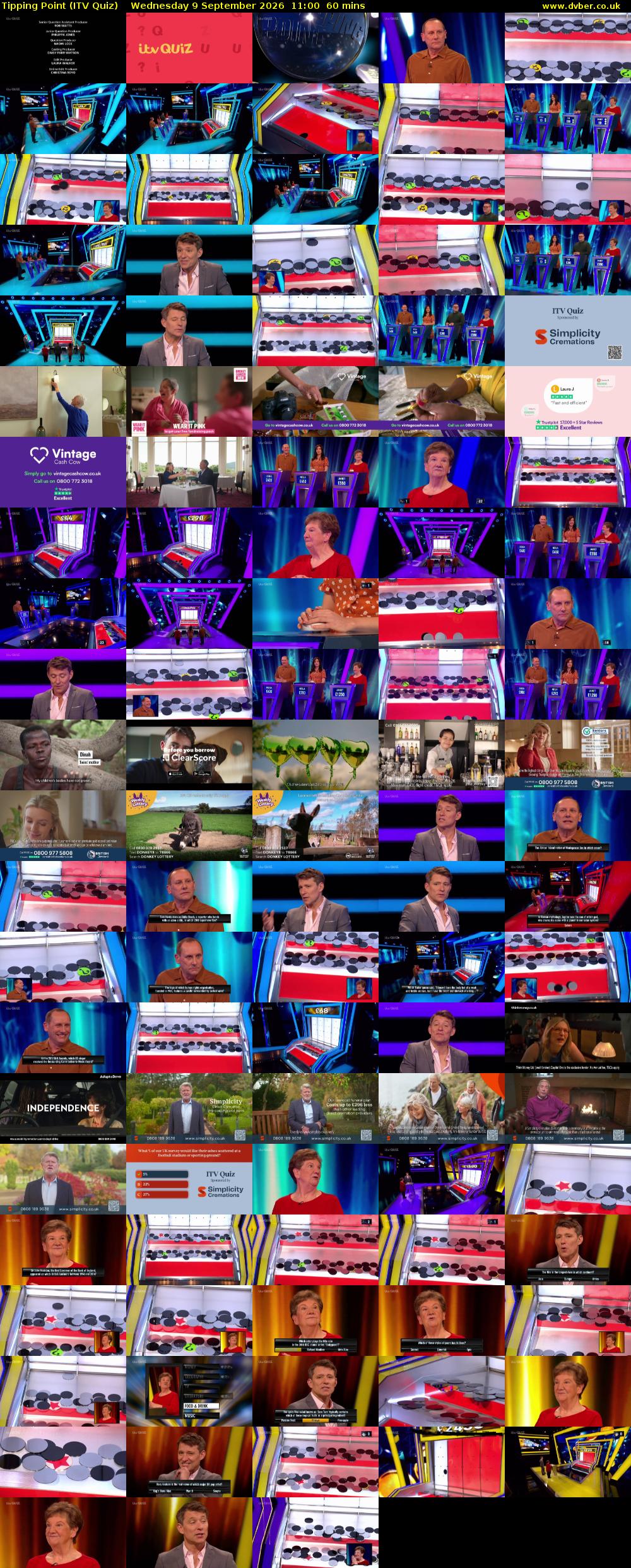 Tipping Point (ITV Quiz) Wednesday 9 September 2026 11:00 - 12:00