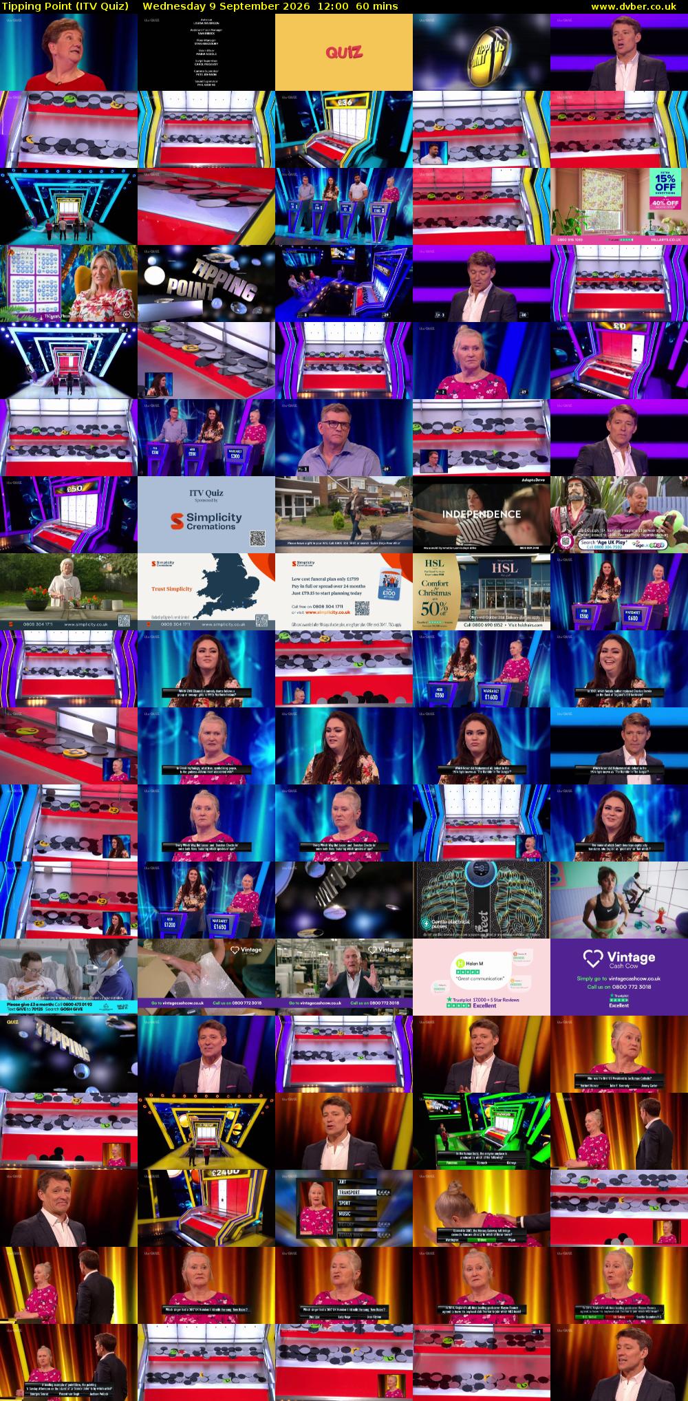Tipping Point (ITV Quiz) Wednesday 9 September 2026 12:00 - 13:00
