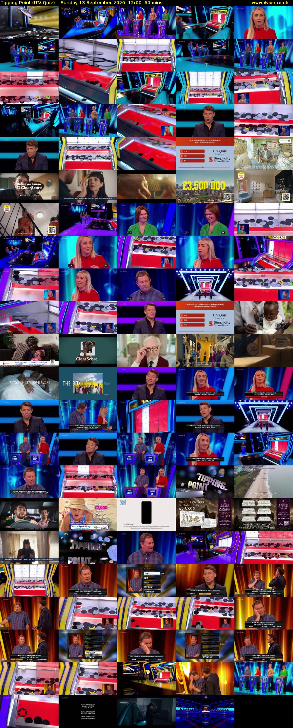 Tipping Point (ITV Quiz) Sunday 13 September 2026 12:00 - 13:00