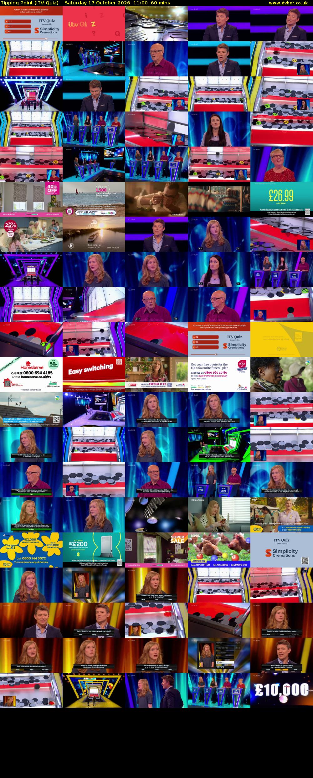 Tipping Point (ITV Quiz) Saturday 17 October 2026 11:00 - 12:00
