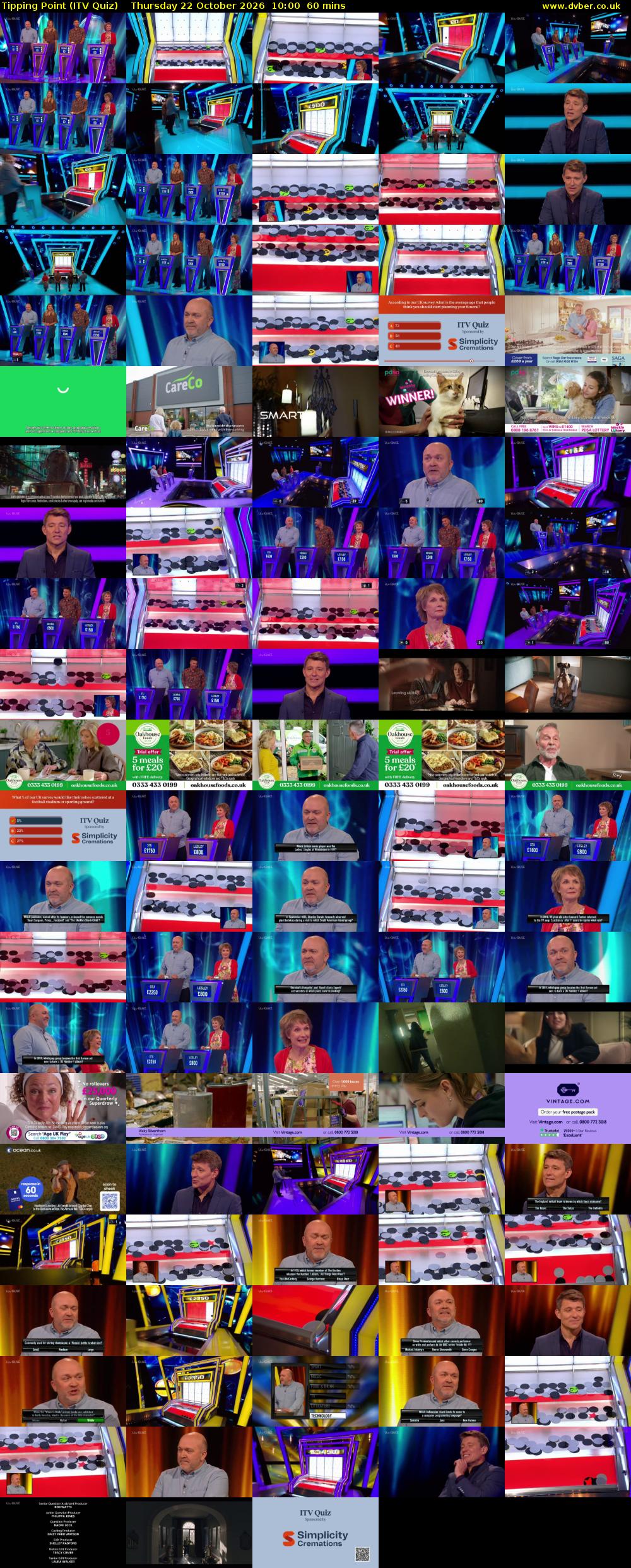 Tipping Point (ITV Quiz) Thursday 22 October 2026 10:00 - 11:00