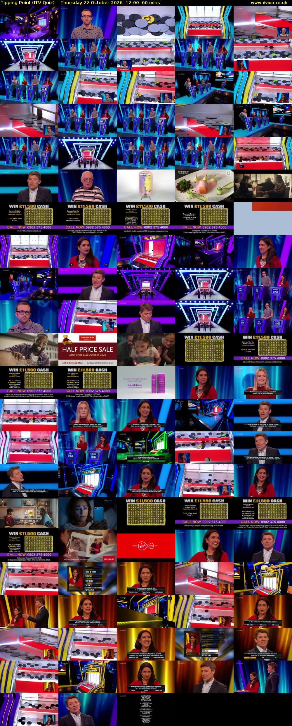 Tipping Point (ITV Quiz) Thursday 22 October 2026 12:00 - 13:00
