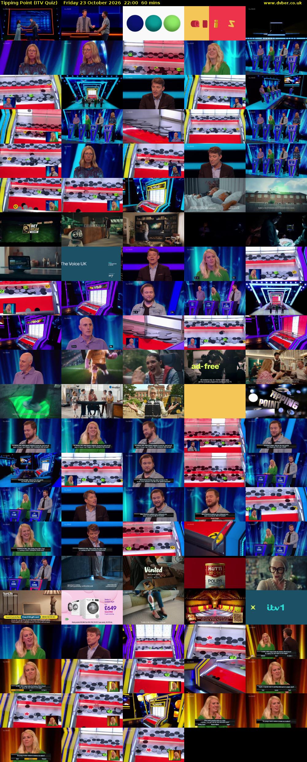 Tipping Point (ITV Quiz) Friday 23 October 2026 22:00 - 23:00
