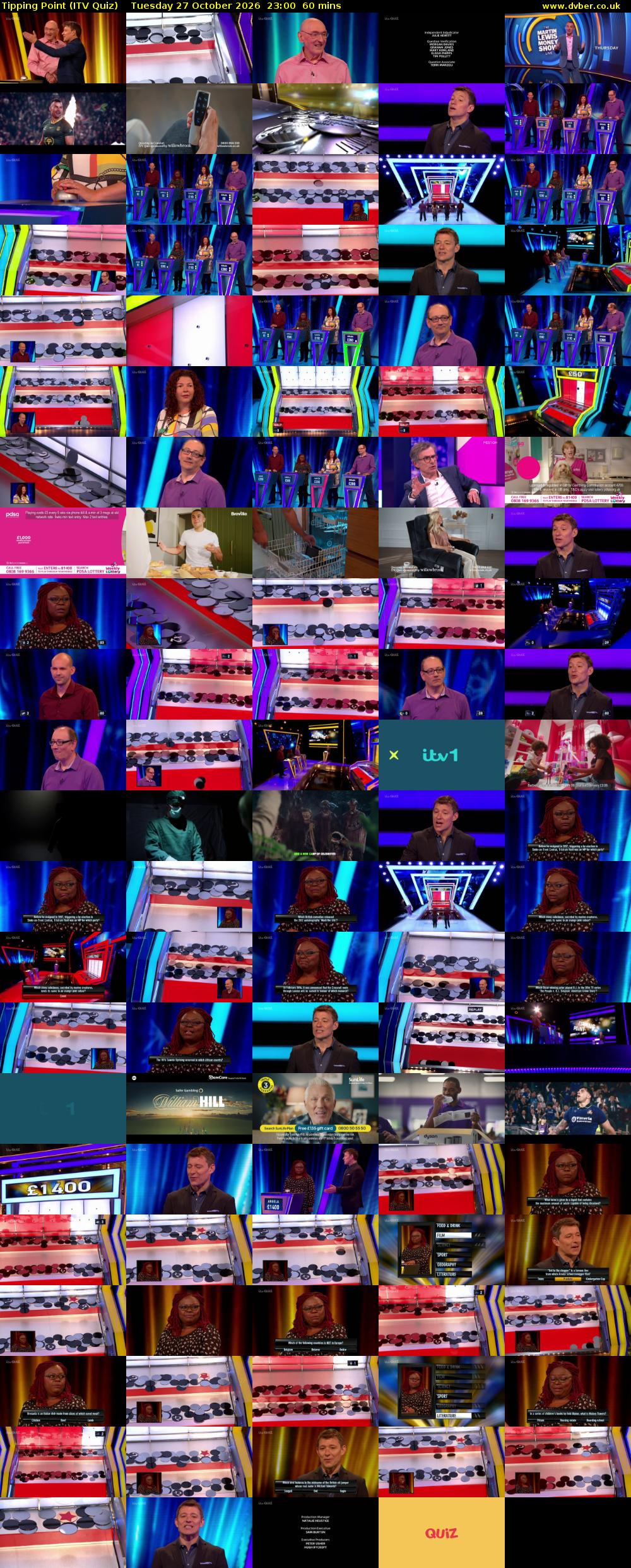 Tipping Point (ITV Quiz) Tuesday 27 October 2026 23:00 - 00:00
