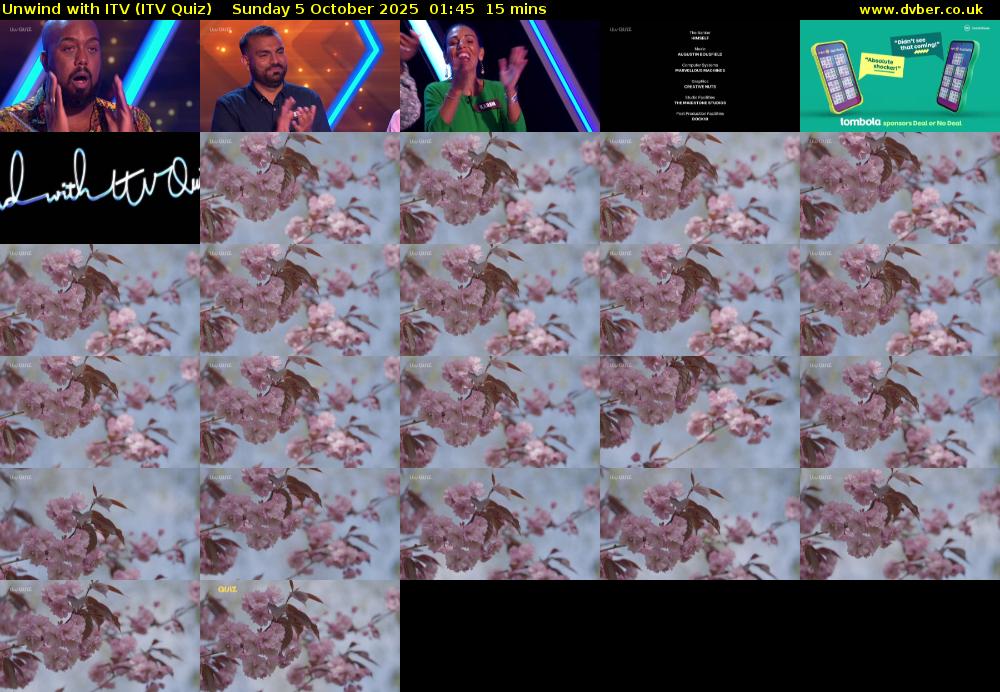 Unwind with ITV (ITV Quiz) Sunday 5 October 2025 01:45 - 02:00