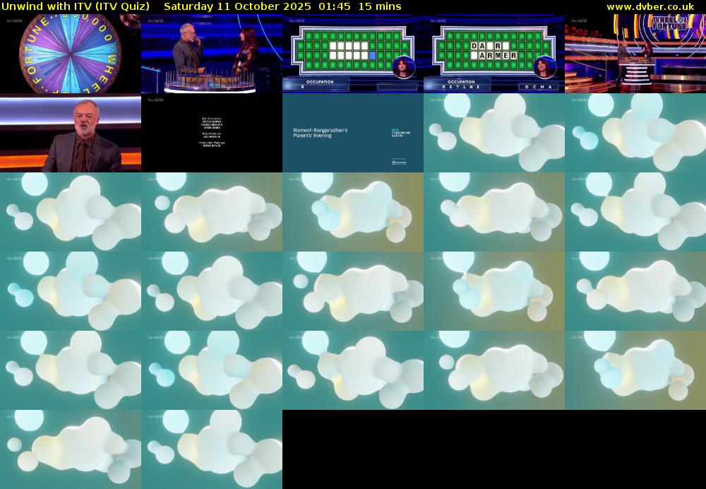 Unwind with ITV (ITV Quiz) Saturday 11 October 2025 01:45 - 02:00