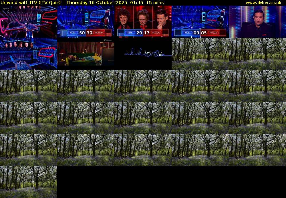 Unwind with ITV (ITV Quiz) Thursday 16 October 2025 01:45 - 02:00