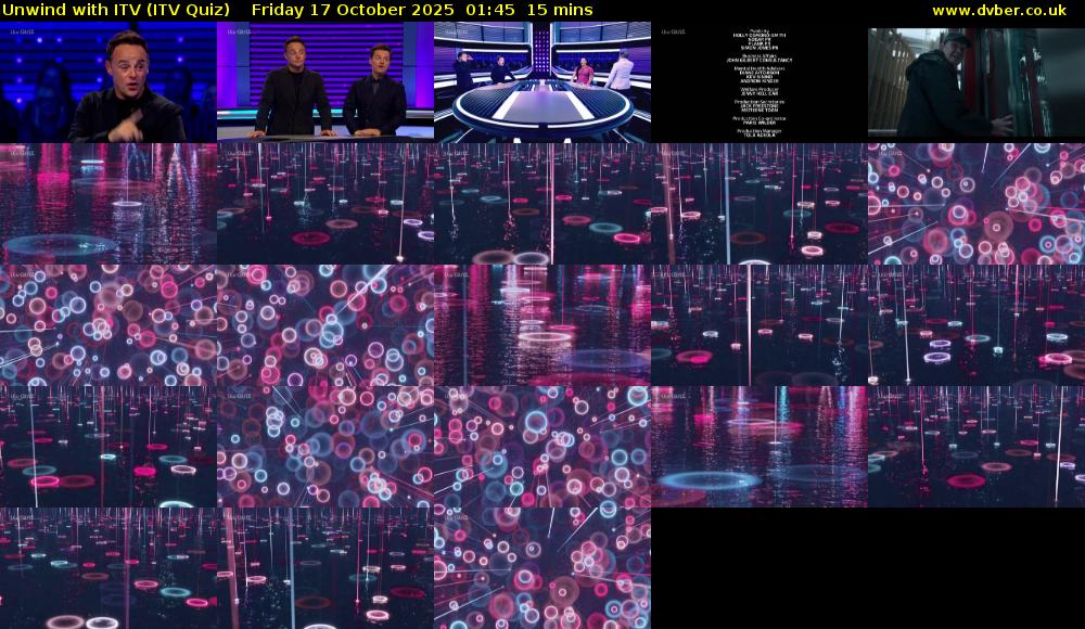 Unwind with ITV (ITV Quiz) Friday 17 October 2025 01:45 - 02:00