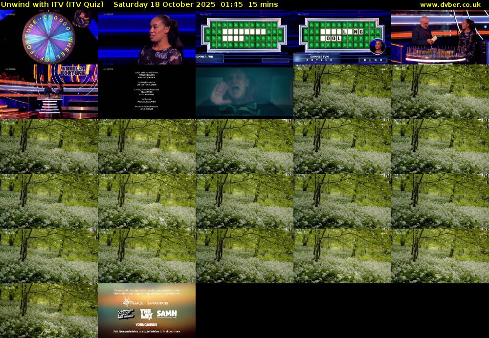 Unwind with ITV (ITV Quiz) Saturday 18 October 2025 01:45 - 02:00