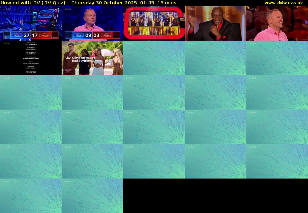 Unwind with ITV (ITV Quiz) Thursday 30 October 2025 01:45 - 02:00
