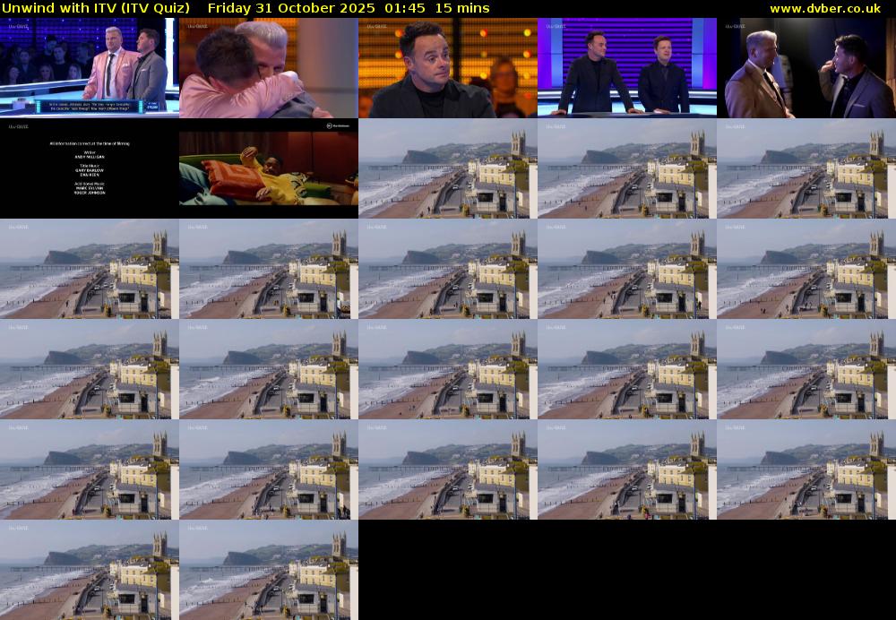 Unwind with ITV (ITV Quiz) Friday 31 October 2025 01:45 - 02:00