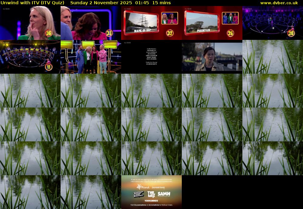 Unwind with ITV (ITV Quiz) Sunday 2 November 2025 01:45 - 02:00